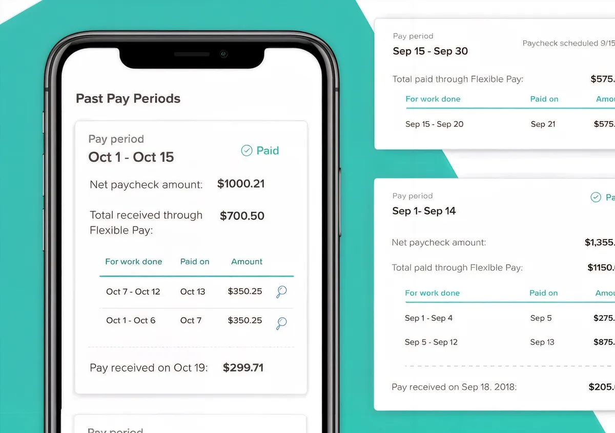 Gusto payroll app - Past Pay Periods interface on mobile